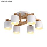 Nordic Metal Flush Mount Light For Living Room Villa - Cylinder Shade Semi Ceiling Lamp