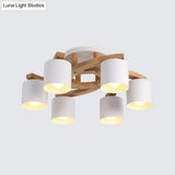 Nordic Metal Flush Mount Light For Living Room Villa - Cylinder Shade Semi Ceiling Lamp
