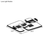 Nordic Metal Geometric Led Flushmount Lighting In Black 16.5’/20.5’/24.5’ W | Customize 7 Days
