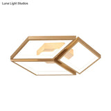 Nordic Metal Integrated Led Rhombus Flush Ceiling Light In Warm/White 18’/23.5’ W