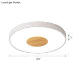 Nordic Metal Led Ceiling Light - Circular Flush Mount With Acrylic Diffuser 12’/16’/19.5’
