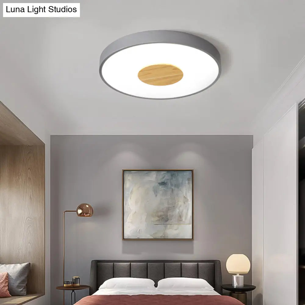 Nordic Metal Led Ceiling Light - Circular Flush Mount With Acrylic Diffuser 12’/16’/19.5’