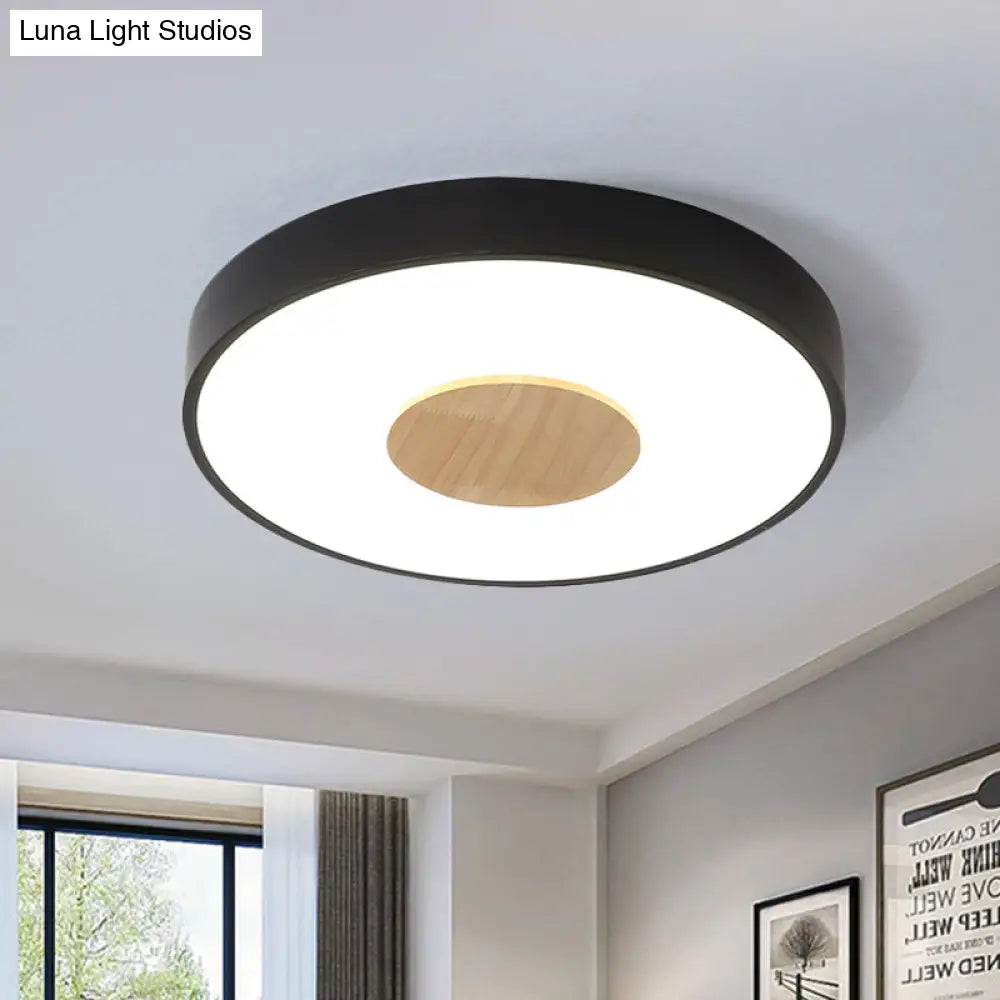 Nordic Metal Led Ceiling Light - Circular Flush Mount With Acrylic Diffuser 12’/16’/19.5’