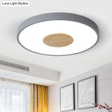 Nordic Metal Led Ceiling Light - Circular Flush Mount With Acrylic Diffuser 12’/16’/19.5’