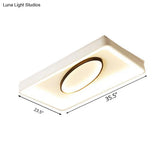 Nordic Metal Led Flush Mount Light - Bedroom Square/Rectangle & Oval Design 16’/19.5’/35.5’