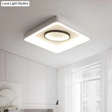 Nordic Metal Led Flush Mount Light - Bedroom Square/Rectangle & Oval Design 16’/19.5’/35.5’