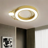 Nordic Metal Led Gold Round Flush Mount Lamp Warm/White Light / White
