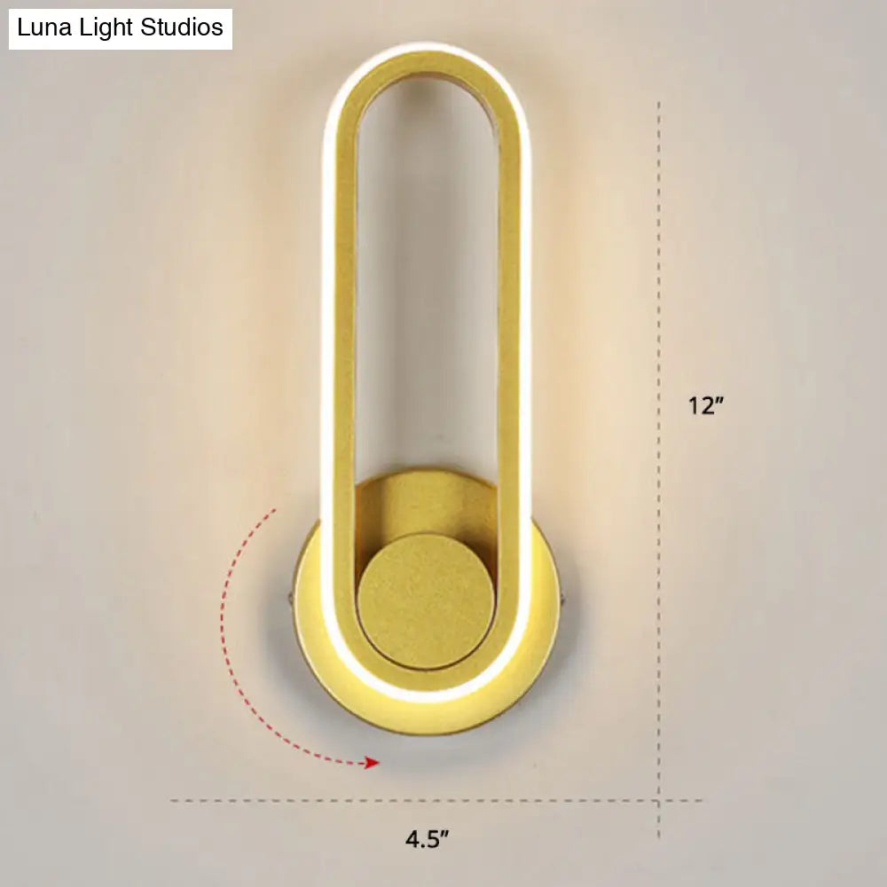 Nordic Metal Led Rotatable Oblong Wall Mount Lamp For Bedroom Lighting