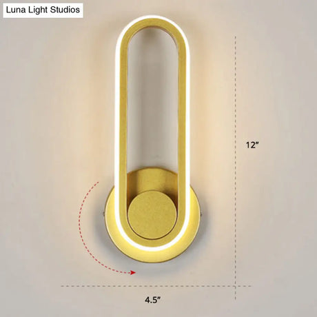 Nordic Metal Led Rotatable Oblong Wall Mount Lamp For Bedroom Lighting