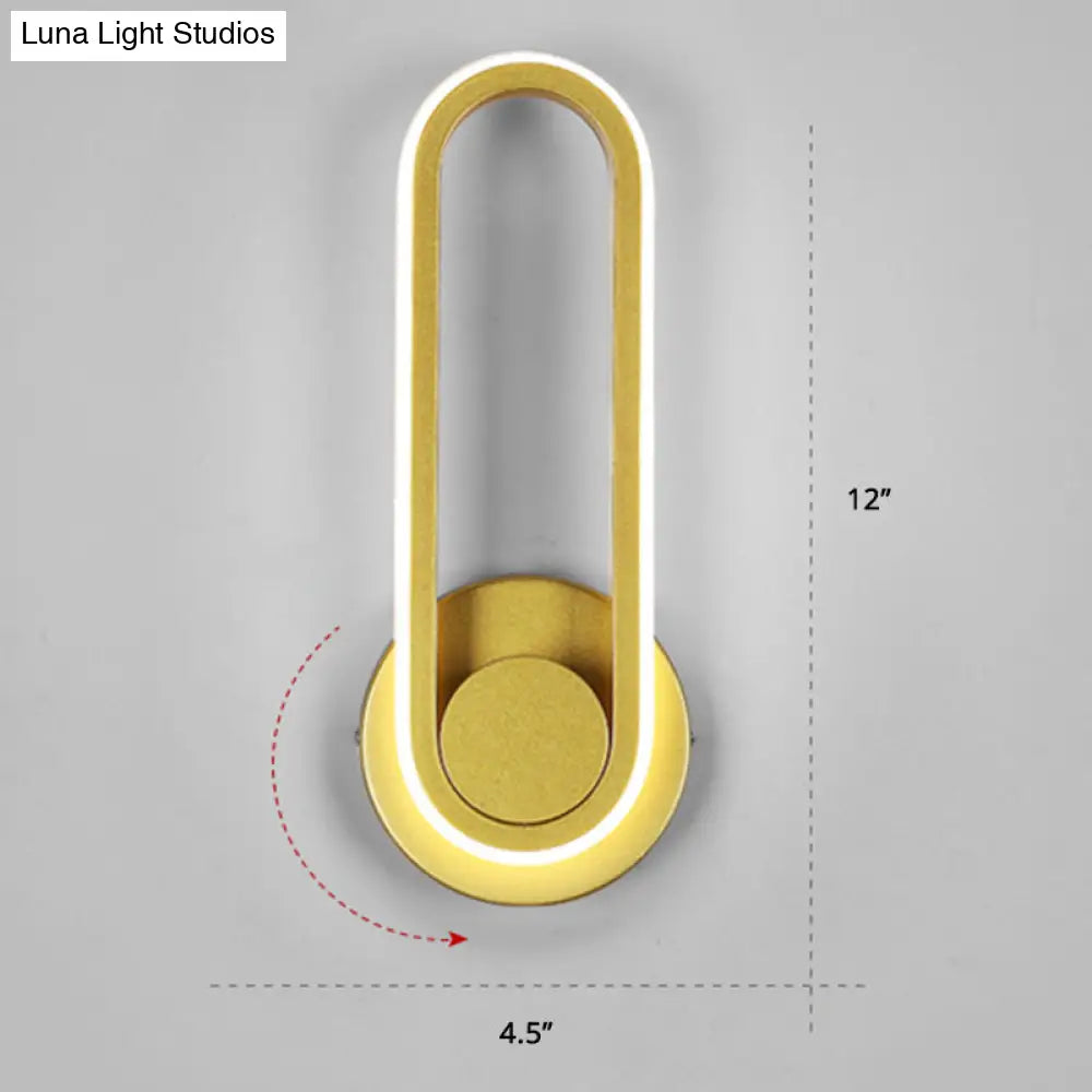 Nordic Metal Led Rotatable Oblong Wall Mount Lamp For Bedroom Lighting