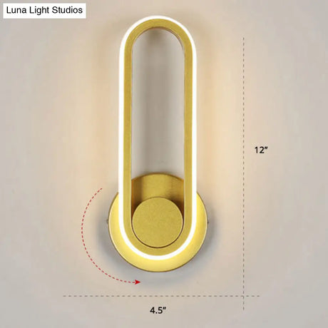 Nordic Metal Led Rotatable Oblong Wall Mount Lamp For Bedroom Lighting