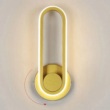 Nordic Metal Led Rotatable Oblong Wall Mount Lamp For Bedroom Lighting Gold / Third Gear