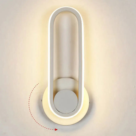 Nordic Metal Led Rotatable Oblong Wall Mount Lamp For Bedroom Lighting White / Warm