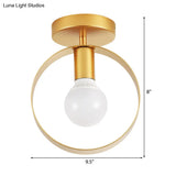 Nordic Metal Semi - Flush Mount Ceiling Light In Gold - Triangular/Square/Round Shade 1 - Light