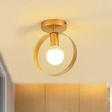 Nordic Metal Semi - Flush Mount Ceiling Light In Gold - Triangular/Square/Round Shade 1 - Light