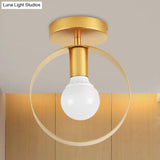 Nordic Metal Semi - Flush Mount Ceiling Light In Gold - Triangular/Square/Round Shade 1 - Light