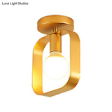 Nordic Metal Semi - Flush Mount Ceiling Light In Gold - Triangular/Square/Round Shade 1 - Light
