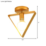 Nordic Metal Semi - Flush Mount Ceiling Light In Gold - Triangular/Square/Round Shade 1 - Light