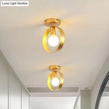 Nordic Metal Semi - Flush Mount Ceiling Light In Gold - Triangular/Square/Round Shade 1 - Light