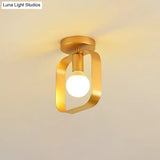 Nordic Metal Semi - Flush Mount Ceiling Light In Gold - Triangular/Square/Round Shade 1 - Light
