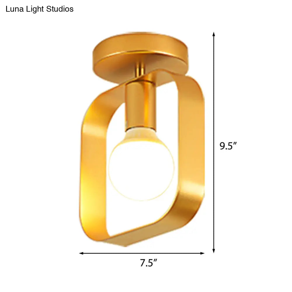 Nordic Metal Semi - Flush Mount Ceiling Light In Gold - Triangular/Square/Round Shade 1 - Light