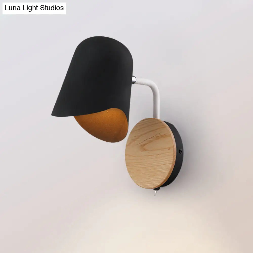 Nordic Metal Wall Sconce With Right Angle Arm And 1-Light White/Black Finish