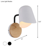 Nordic Metal Wall Sconce With Right Angle Arm And 1-Light White/Black Finish