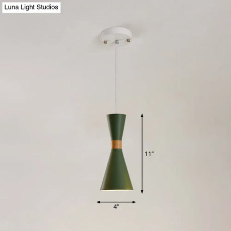Nordic Metallic Hourglass Pendant Light - Stylish 1-Light Bedside Hanging Ceiling Fixture