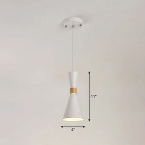 Nordic Metallic Hourglass Pendant Light - Stylish 1-Light Bedside Hanging Ceiling Fixture White