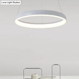 Nordic Metallic Led Pendant Light - Circle Chandelier For Dining Room 1/2/3-Layered Design White