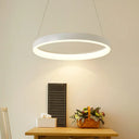 Nordic Metallic Led Pendant Light - Circle Chandelier For Dining Room 1/2/3-Layered Design White /