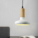 Nordic Metallic Urn Shaped Hanging Pendant Light Fixture - 1 Head White Drop With Wood Cap Tube