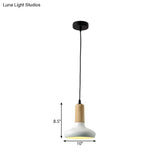 Nordic Metallic Urn Shaped Hanging Pendant Light Fixture - 1 Head White Drop With Wood Cap Tube