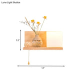 Nordic Milky Glass Wall Sconce With Wood Spiral/Cylinder Design - Mounted Light Fixture