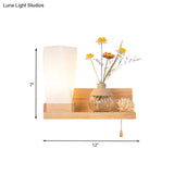 Nordic Milky Glass Wall Sconce With Wood Spiral/Cylinder Design - Mounted Light Fixture