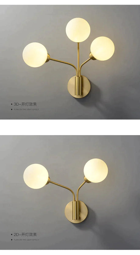 Nordic Minimalist Bedroom Bedside Light Corridor Aisle Full Copper Wall Lamp Lamps