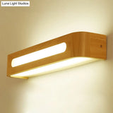 Nordic Minimalist Wood Vanity Light - Rectangular Wall Fixture