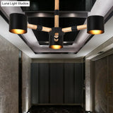 Nordic Modern Hanging Light - Cylinder Shade For Boys Bedroom Chandelier Metal & Wood Design