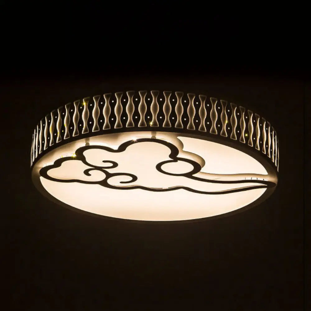 Nordic Modern Round Flush Mount Ceiling Light In White - Bedroom & Living Room Lighting / C