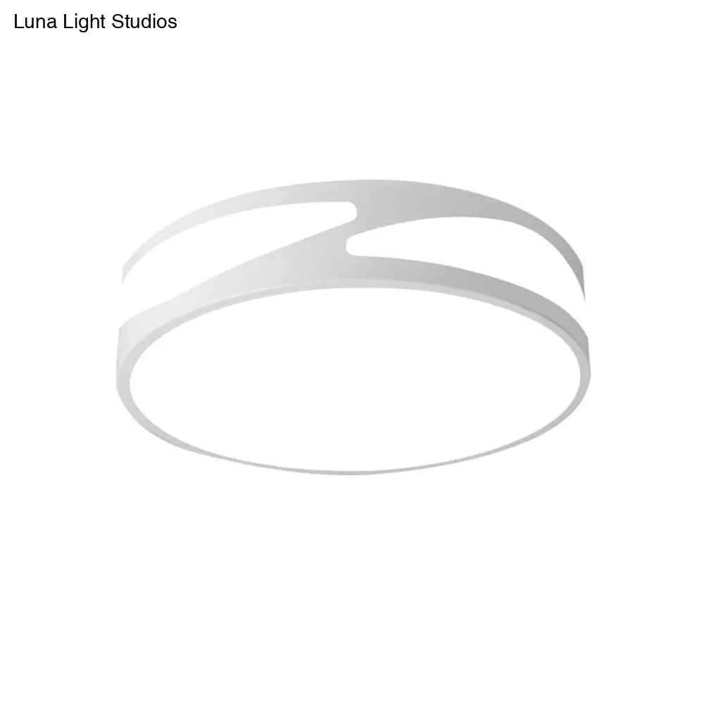 Nordic Monochrome Flush Mount Led Ceiling Light - Slim Panel Round Acrylic 18/21.5 Inch Wide