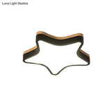Nordic Nursing Room Star Flush Ceiling Lamp With Acrylic & Wood Panels: Slim Stylish Fixture