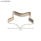 Nordic Nursing Room Star Flush Ceiling Lamp With Acrylic & Wood Panels: Slim Stylish Fixture