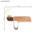 Nordic Opal Frosted Glass Sconce: Orb 1 Bulb Wall Mounted Lamp With White-Wood Shelf (Left/Right)