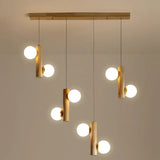 Nordic Opal Glass Ball Cluster Pendant Light For Dining Room 8 / Wood