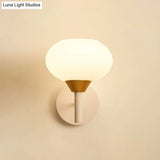 Nordic Opal Glass Wall Sconce With White Bud Shape And 1 Bulb Mounting