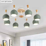Nordic Orb Macaron Hanging Pendant Chandelier - 8 Bulbs Metal Light For Nurseries