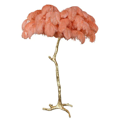 Nordic Ostrich Feather Floor Lamp Stand Light Copper Modern Interior Lighting Decor Home Lights