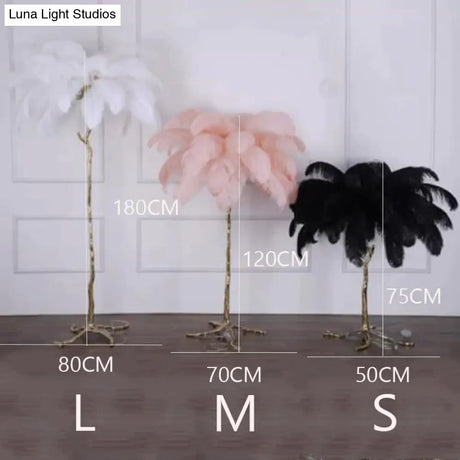 Nordic Ostrich Feather Floor Lamp Stand Light Copper Modern Interior Lighting Decor Home Lights