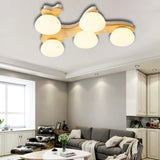 Nordic Oval Milk Glass Wood Ceiling Mount Light For Study Room 5 /