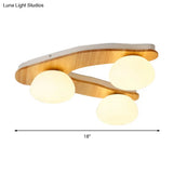 Nordic Oval Milk Glass Wood Ceiling Mount Light For Study Room
